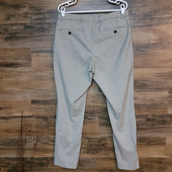 Tommy Hilfiger Trouser Pants Size 34x30 Micro Check Beige Blue White Preppy - Picture 2 of 10